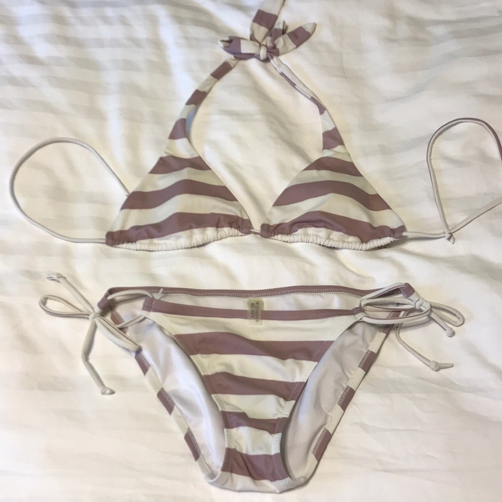 VS purple & white stripped bikini